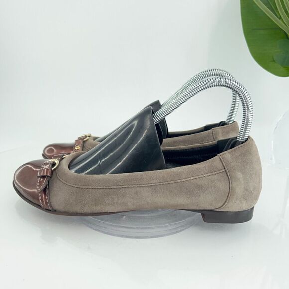 AGL Italy Women's Ballet Flats Size 36.5 Cap Toe Soft Brown Leather Slip On Shoe - Picture 6 of 15